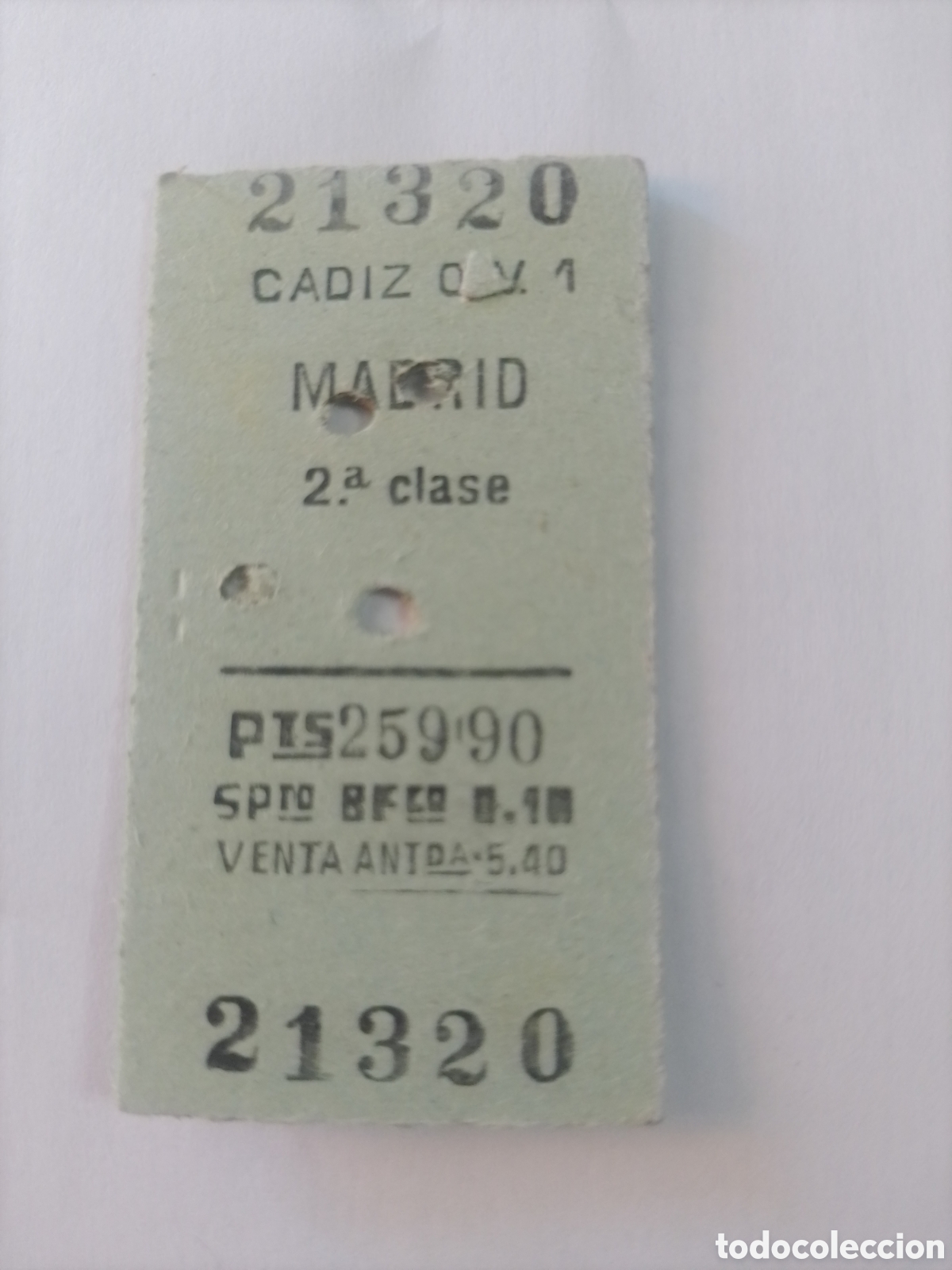 Coleccionismo billetes de transporte: Billete de tren Madrid - C&aacute;diz - 2 clase.