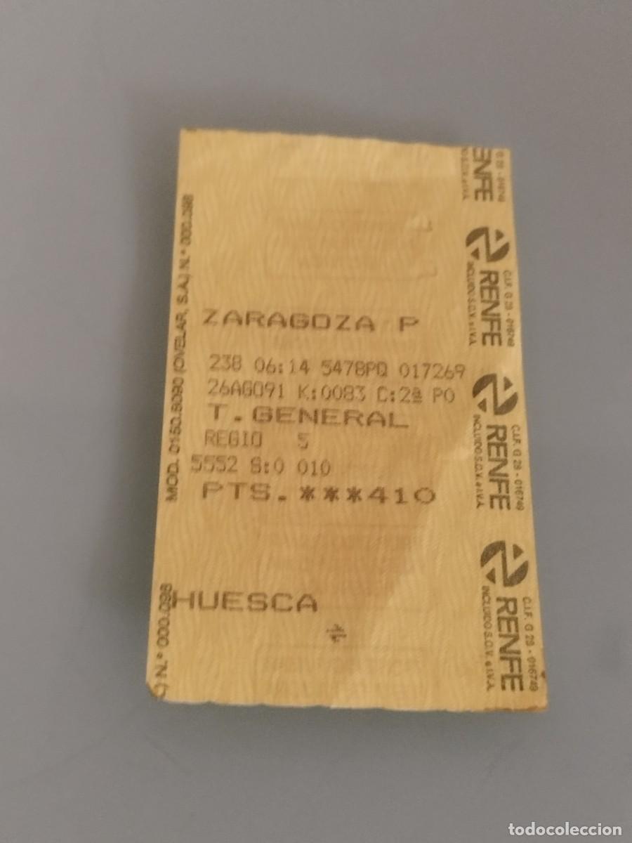 Coleccionismo billetes de transporte: Antiguo billete de tren Renfe, cercan&iacute;as. Zaragoza - Huesca