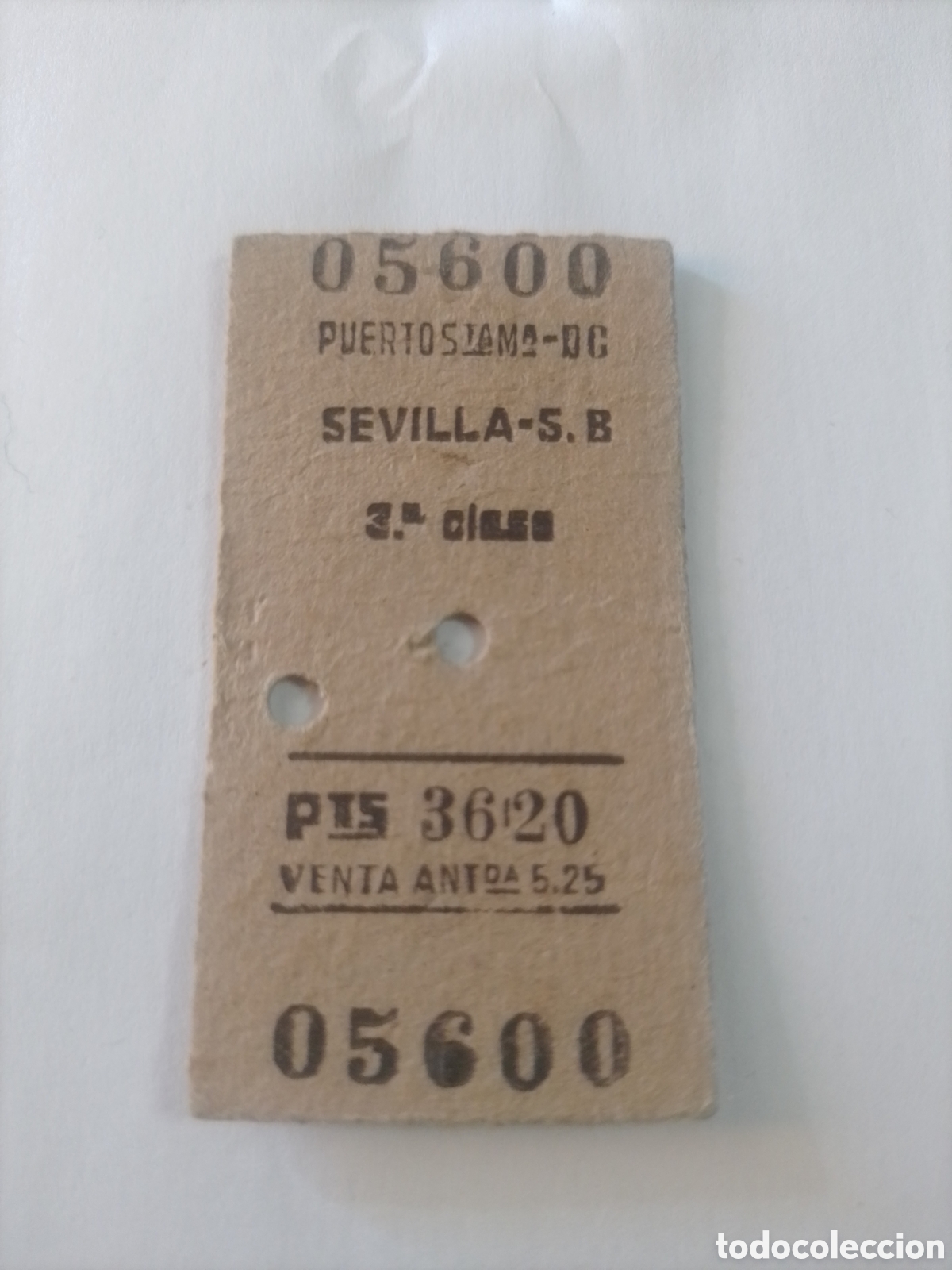 Coleccionismo billetes de transporte: Billete tren Puerto Santa Mar&iacute;a - Sevilla.
