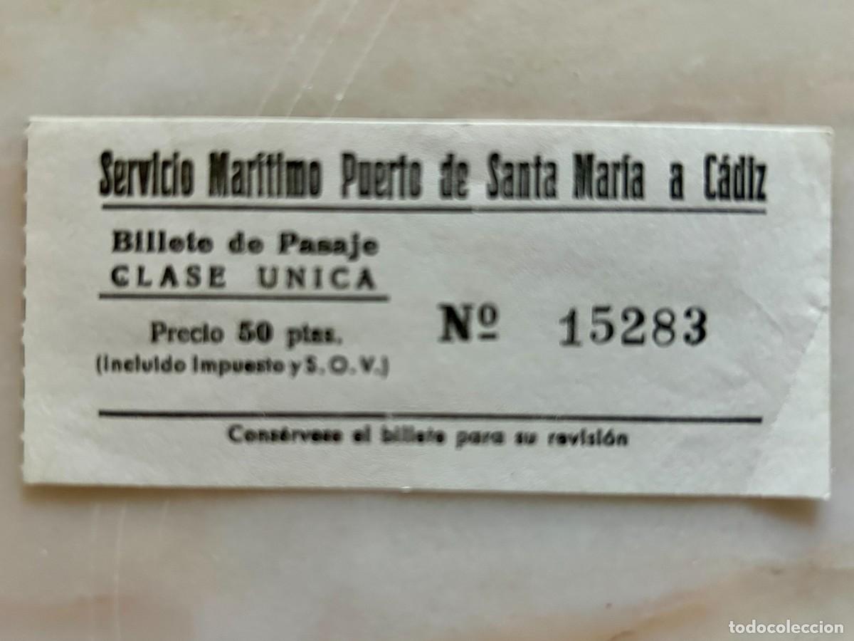 Coleccionismo billetes de transporte: ANTIGUO BILLETE TRANSPORTE SERVICIO MAR&Iacute;TIMO C&Aacute;DIZ AL PUERTO DE SANTA MAR&Iacute;A CLASE &Uacute;NICA 1977