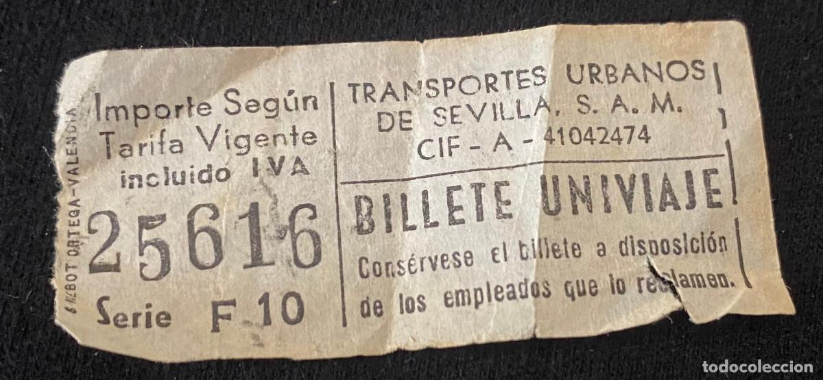 Coleccionismo billetes de transporte: Un billete univiaje de transportes urbanos en Sevilla, Andaluc&iacute;a. Antiguo, a&ntilde;os 80 creo. Buen estado