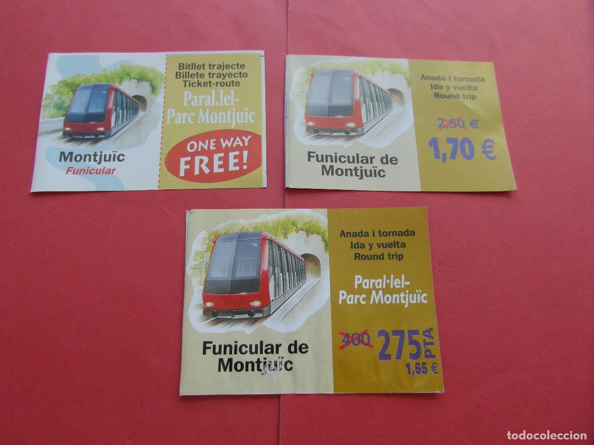 Coleccionismo billetes de transporte: REF: BCN100 - COL. BARCELONA 3 VALE DESCUENTO DIFERENTES A&Ntilde;OS FUNICULAR MONTJUICH -LEE