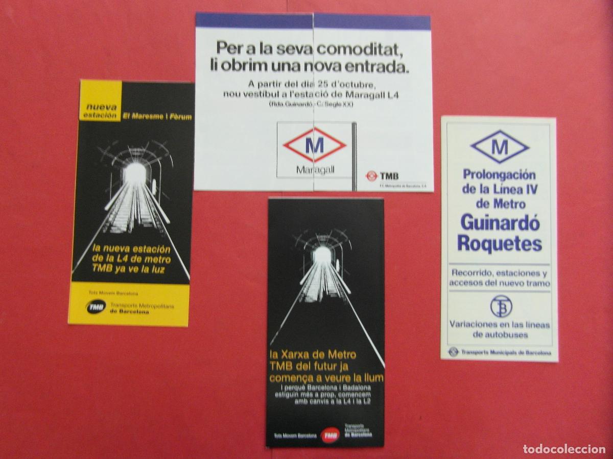 Coleccionismo billetes de transporte: REF: BCN100 - COL. BARCELONA METRO 4 FOLLETOS HISTORICOS LINEA 2 Y 4 PROLONGACION PARADAS -LEEINT