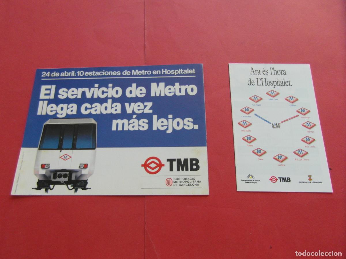 Coleccionismo billetes de transporte: REF: BCN100 - COL. BARCELONA METRO 2 FOLLETOS EL METRO A L'HOPITALET NUEVAS ESTACIONES -LEEINT