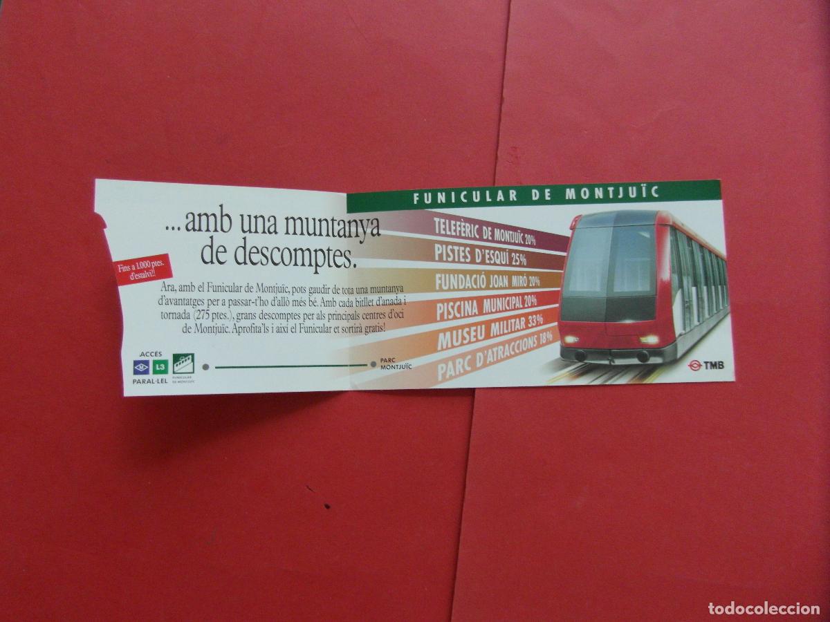 Coleccionismo billetes de transporte: REF: BCN100 - COL. BARCELONA - VALE DESCUENTOS FUNICULAR TELEFERICO MONTJUICH PISTA ESQUI PA -LEEINT