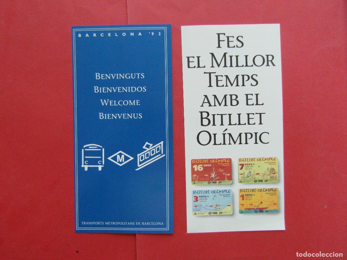 Coleccionismo billetes de transporte: REF: BCN100 - COL. BARCELONA - FOLLETO OLIMPIADA 1992 TARJETAS Y BIENVENIDO MONTJUICH -LEEINT