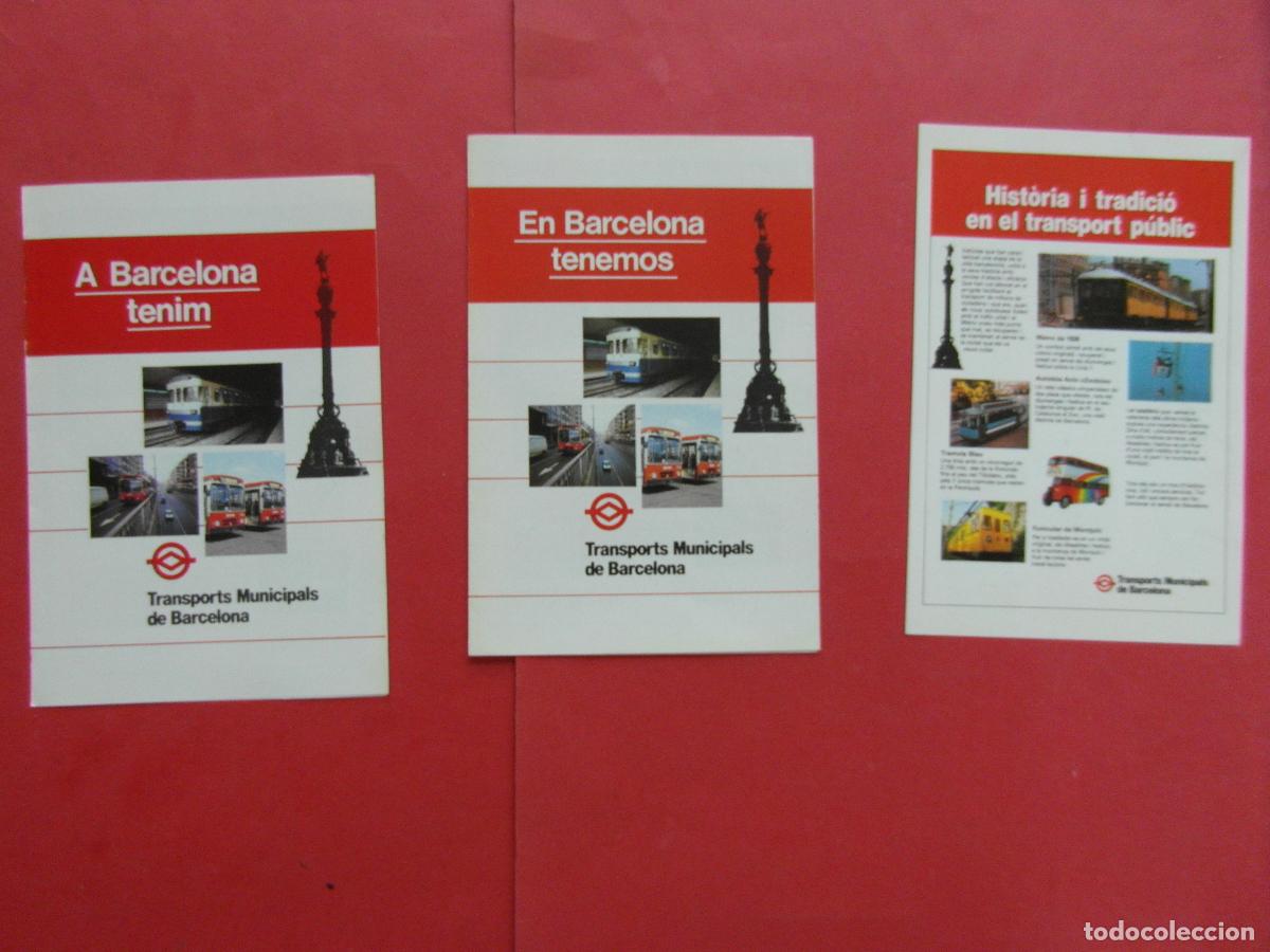 Coleccionismo billetes de transporte: REF: BCN100 - COL. BARCELONA - 3 FOLLETO HISTORICOS CASTELLANO CATALAN METRO AUTOBUS TURISTICOS LEEI