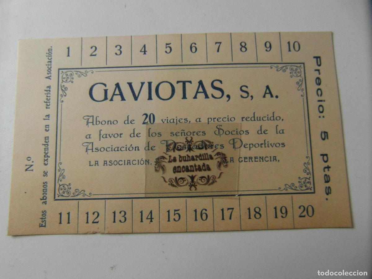 Coleccionismo billetes de transporte: ABONO 20 VIAJES DE GAVIOTAS S.A. PRECIO REDUCIDO ASOCIACION PESCADORES DEPORTIVOS