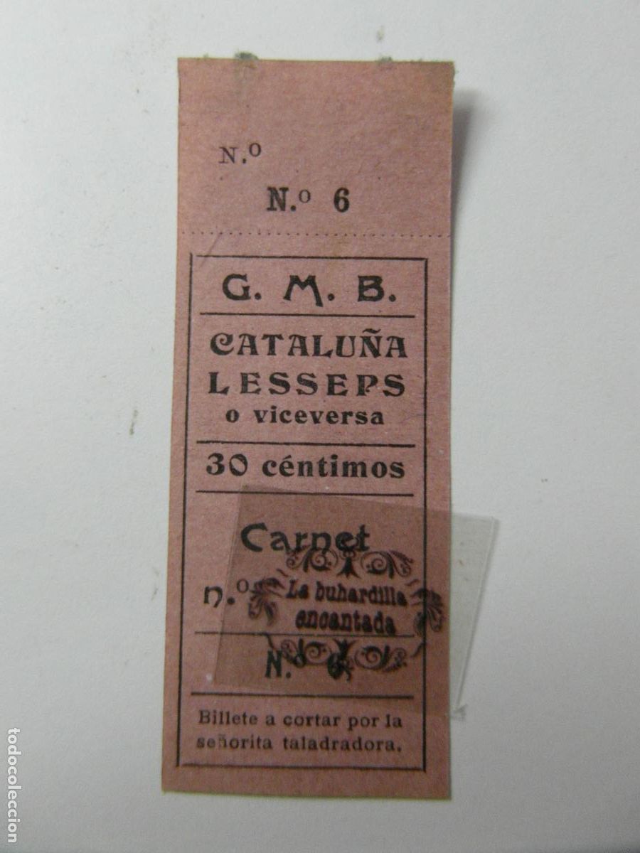 Coleccionismo billetes de transporte: BILLETE CARNET GRAN METROPOLITANO BARCELONA G.M.B. CATALU&Ntilde;A LESSEPS 30 CENTIMOS