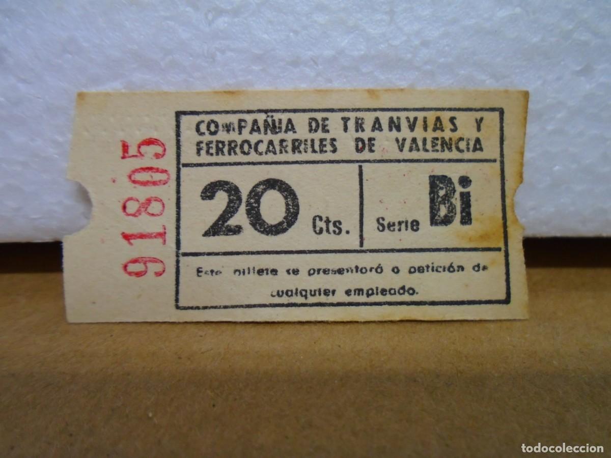 Coleccionismo billetes de transporte: COMPA&Ntilde;IA DE TRANVIAS Y FERROCARRILES DE VALENCIA.BILLETE DE 20 CTS.