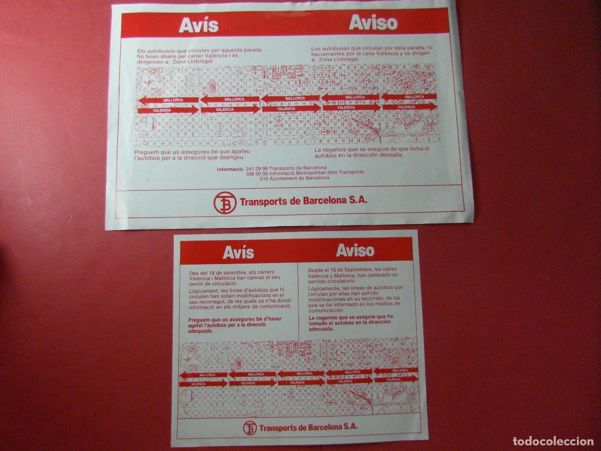 Coleccionismo billetes de transporte: REF: BCN100 - COL. BARCELONA AVISOS CAMBIO SENTIDO CIRCULACION MALLORCA VALENCIA AUTOBUS AFECTADOS