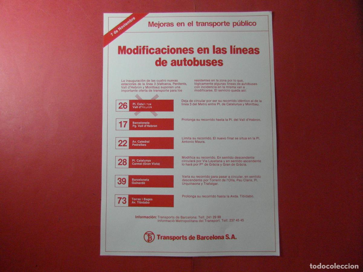 Coleccionismo billetes de transporte: REF: BCN100 - COL. BARCELONA A AUTOBUSES MODIFICACIONES 26 17 22 28 39 73 -LEEINT