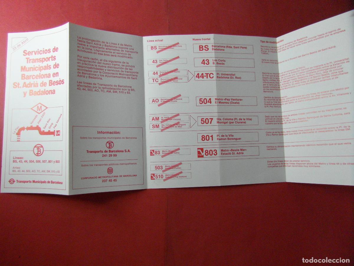 Coleccionismo billetes de transporte: REF: BCN100 - COL. BARCELONA METRO Y AUTOBUS EN ST. ADRIA BESOS BADALONA BS 43 44-TC 504 507 -LEEINT