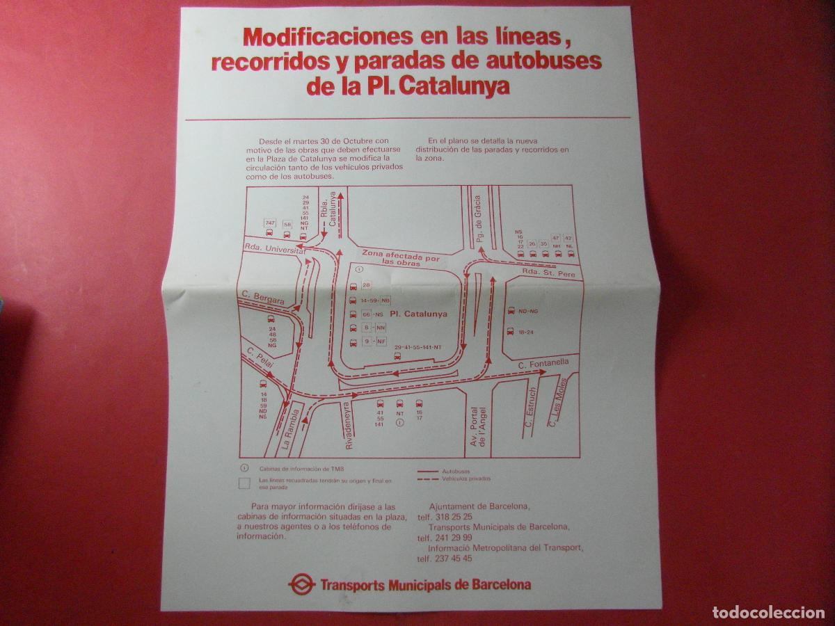 Coleccionismo billetes de transporte: REF: BCN100 - COL. BARCELONA AUTOBUS PLAZA CATALU&Ntilde;A MODIFICACIONES LINEAS -LEEINT