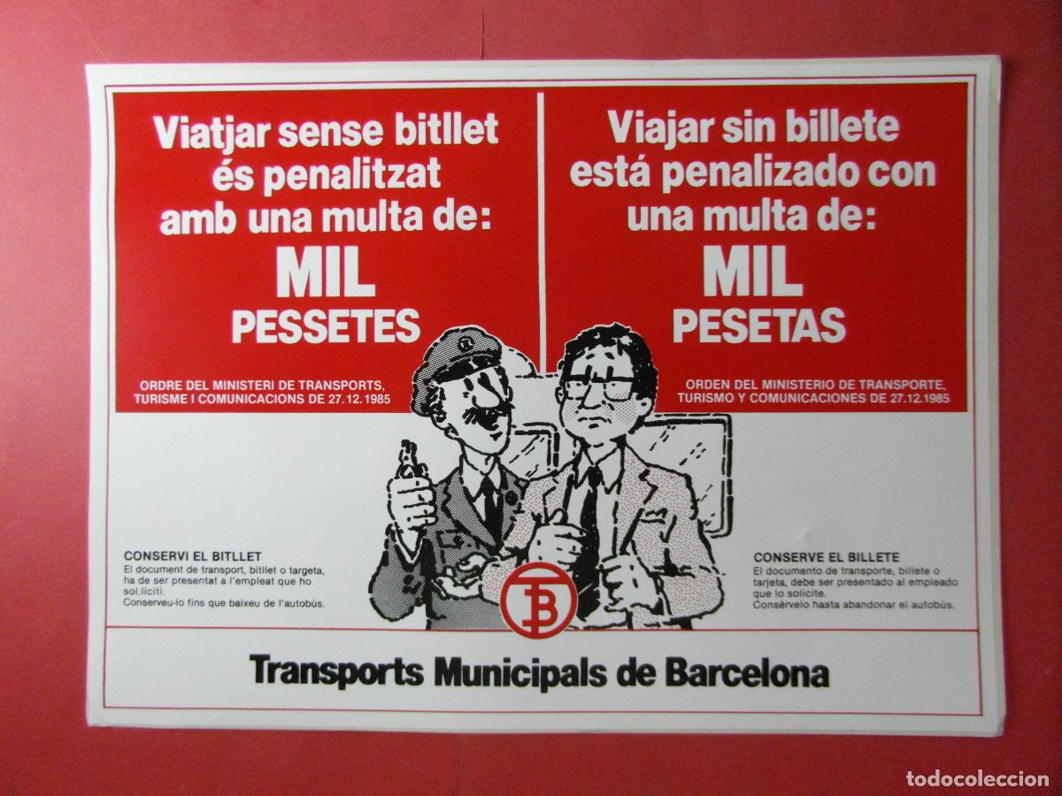 Coleccionismo billetes de transporte: REF: BCN100 - COL. BARCELONA AUTOBUS ADHESIVO VIAJAR SIN BILLETE MIL PESETAS -LEEINT