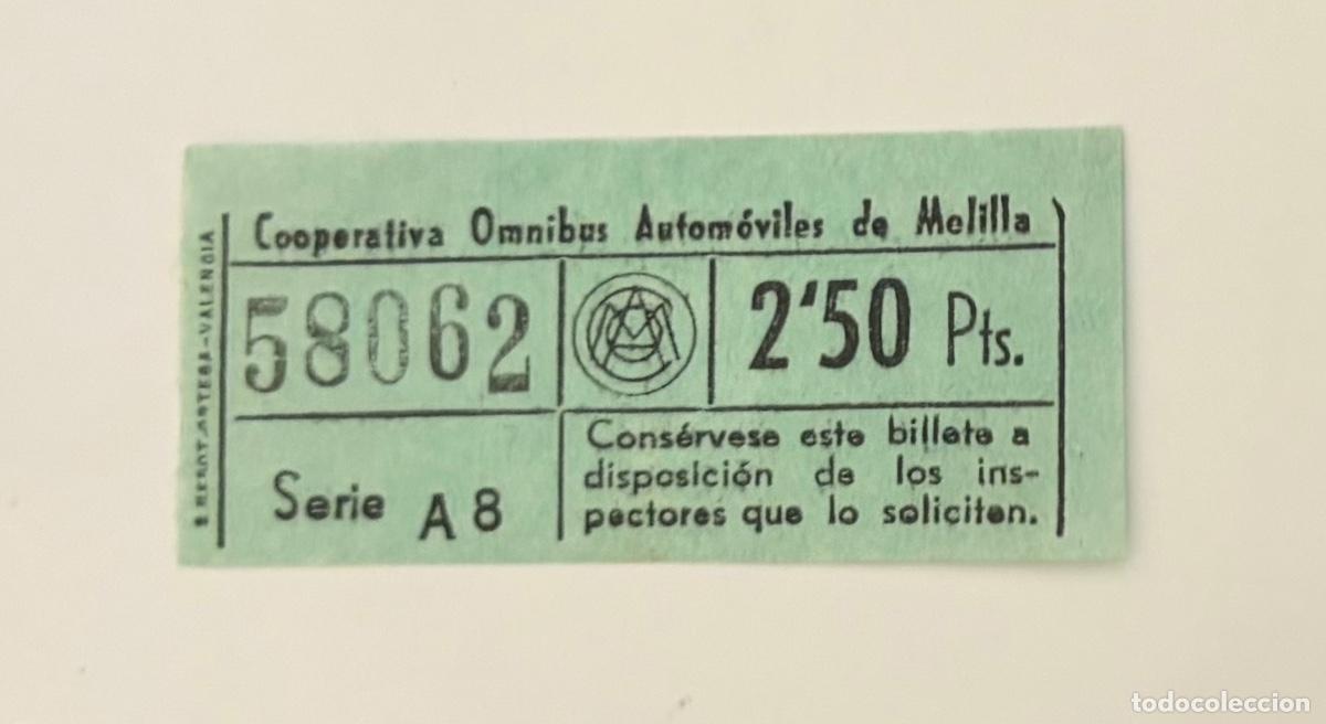 Coleccionismo billetes de transporte: ANTIGUO BILLETE COOPERATIVA &Oacute;MNIBUS AUTOM&Oacute;VILES DE MELILLA