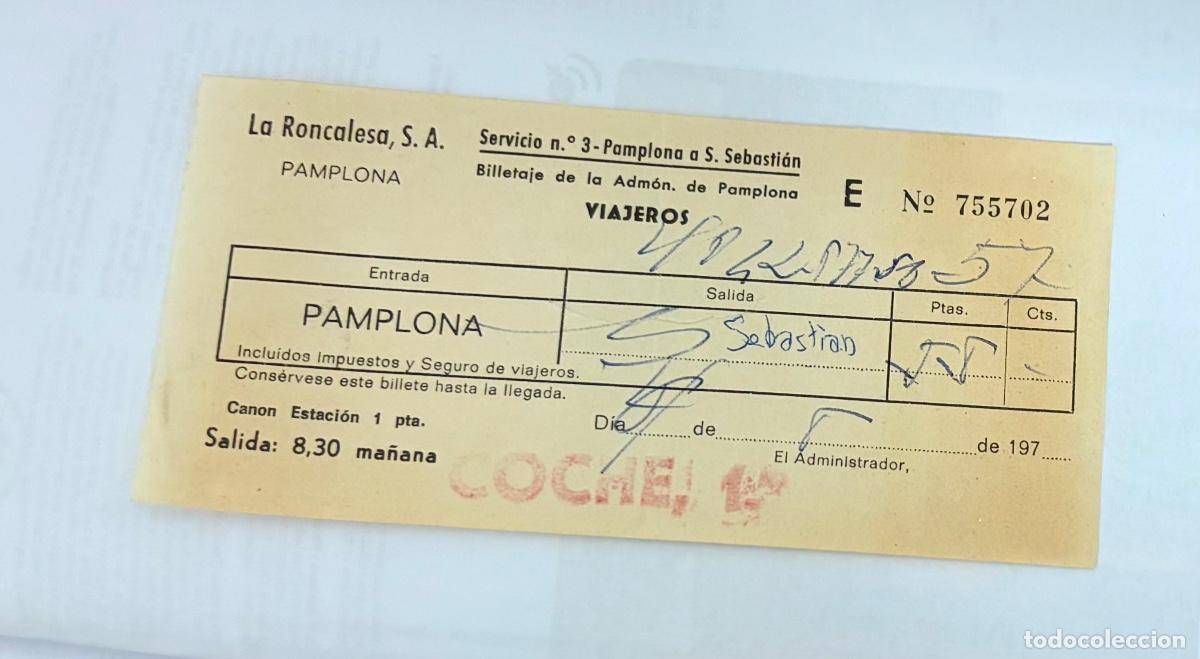Coleccionismo billetes de transporte: Antiguo billete de transporte. La Roncalesa SA - Pamplona a San Sebastian