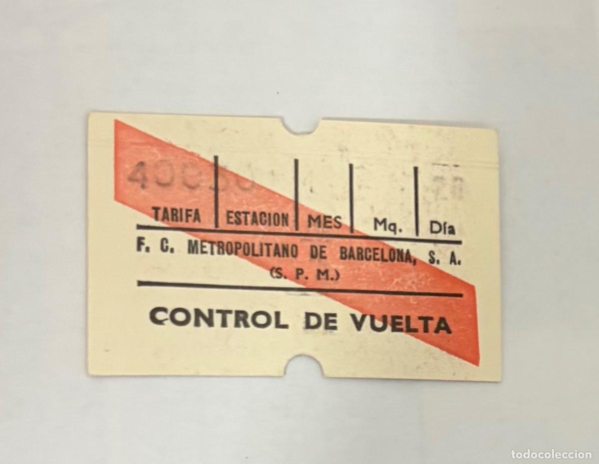 Coleccionismo billetes de transporte: ANTIGUO BILLETE FERROCARRIL METROPOLITANO DE BARCELONA - ida y vuelta