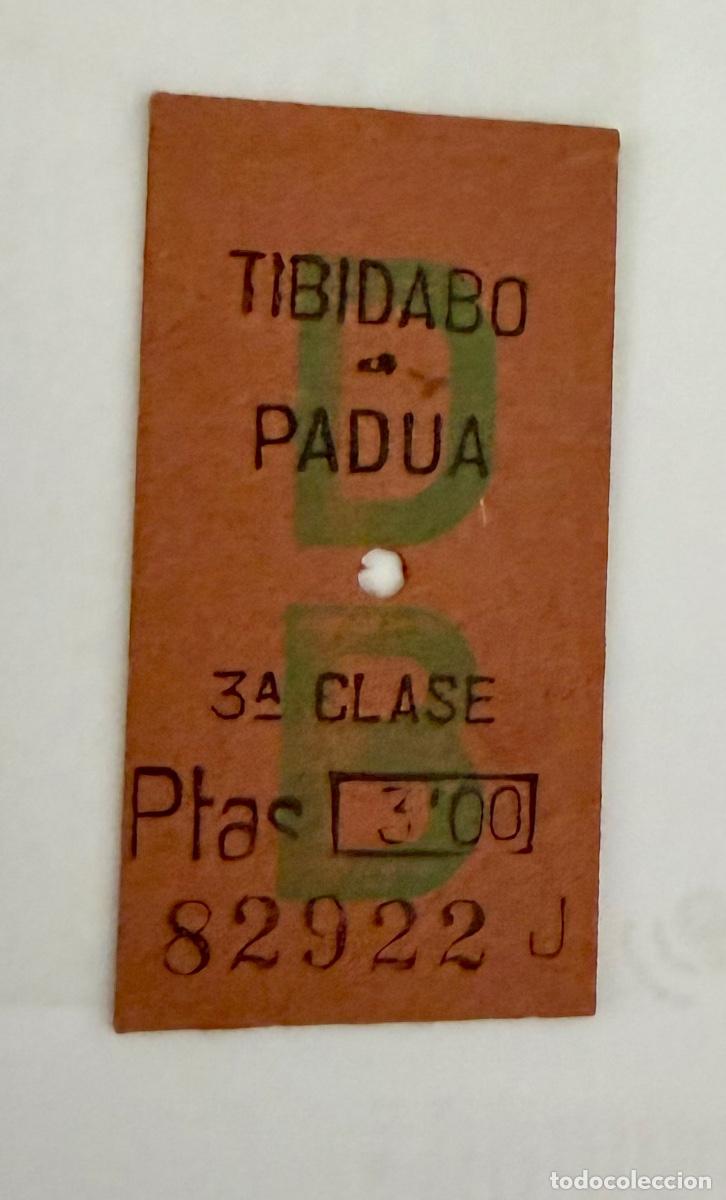 Coleccionismo billetes de transporte: Antiguo Billete tipo Edmonson Ferrocarril de Catalu&ntilde;a - Tibidabo a Padua