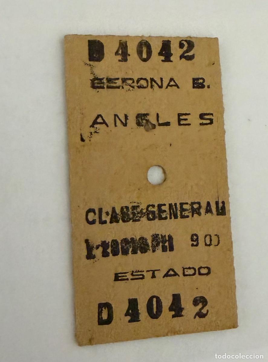 Coleccionismo billetes de transporte: Antiguo Billete tipo Edmonson Ferrocarril - Gerona a Angles