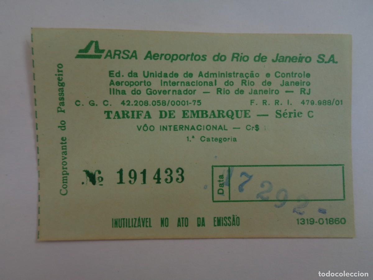 Coleccionismo billetes de transporte: BILLETE TRANSPORTE DE ARSA ( AEROPUERTOS DE RIO DE JANEIRO S.A. ). 1992