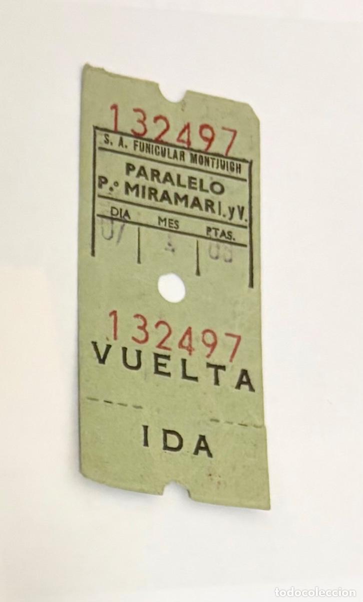 Coleccionismo billetes de transporte: ANTIGUO BILLETE FUNICULAR MONTJUICH BARCELONA IDA y VUELTA