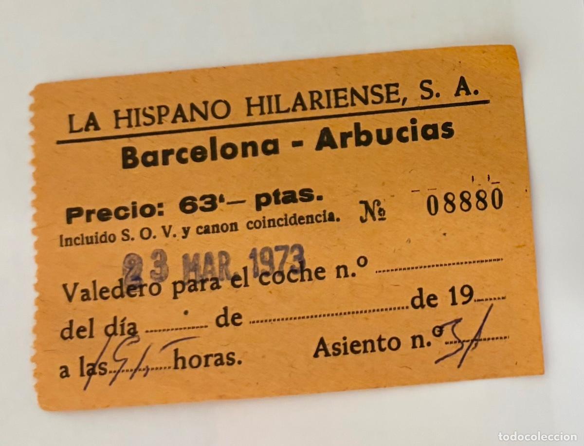 Coleccionismo billetes de transporte: ANTIGUO BILLETE DE HISPANO HILARIENSE - BARCELONA ARBUCIAS