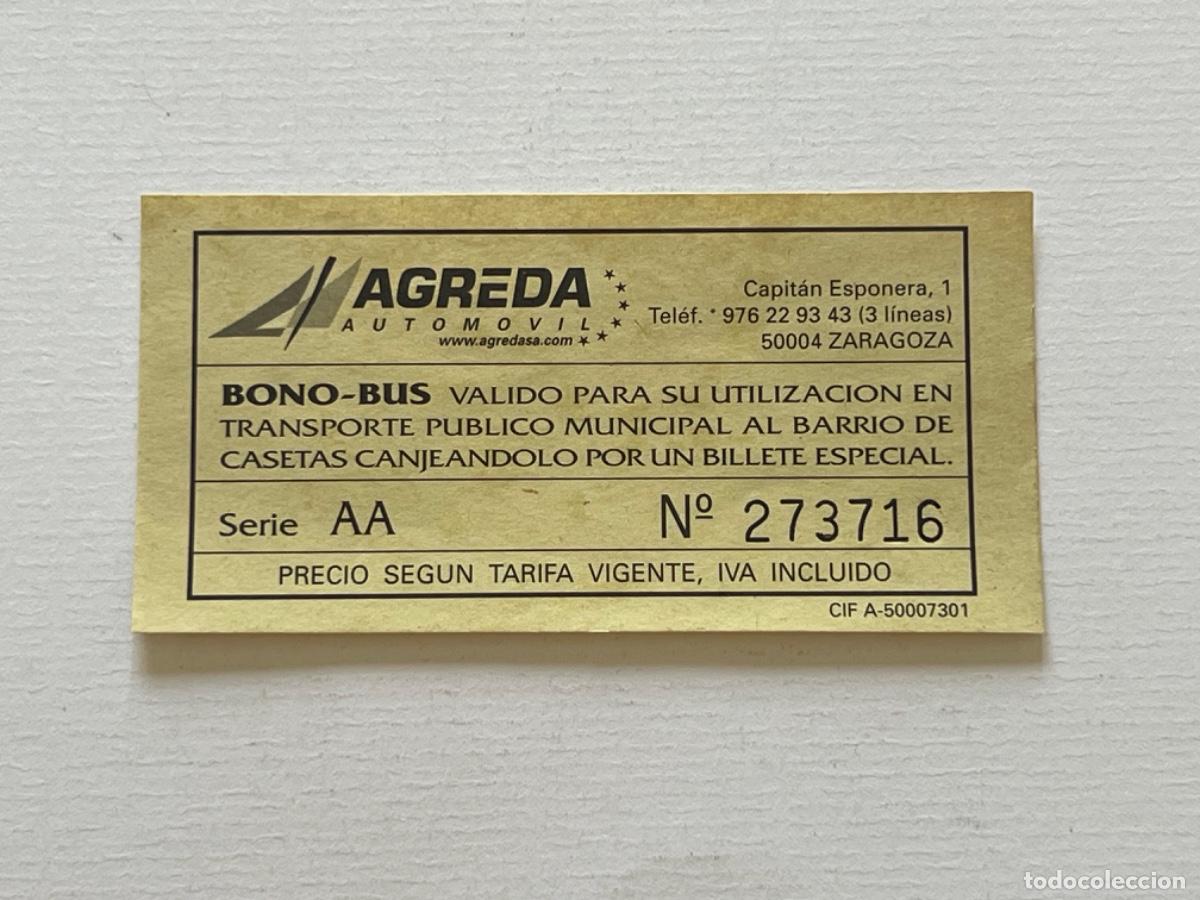 Coleccionismo billetes de transporte: Ticket transporte billete AGREDA AUTOM&Oacute;VIL BONO BUS CASETAS