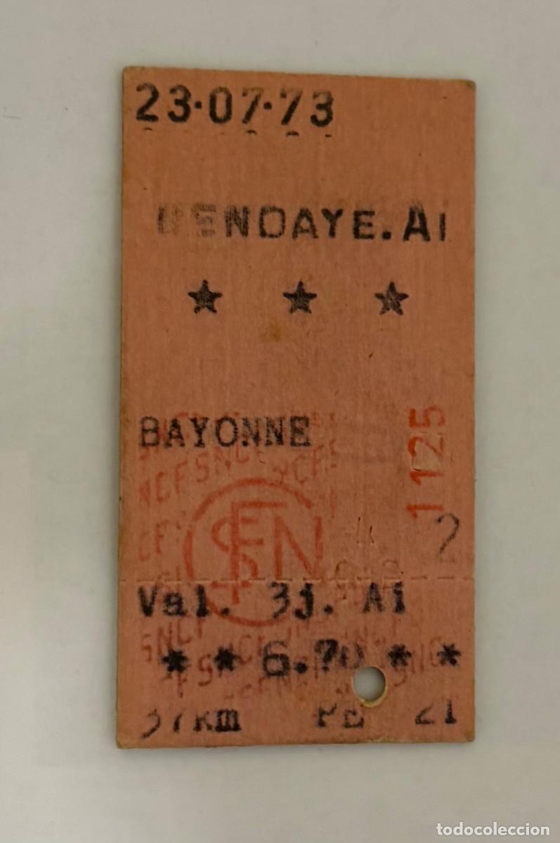 Coleccionismo billetes de transporte: ANTIGUO BILLETE FERROCARRIL TREN HENDAYA a BAYONA