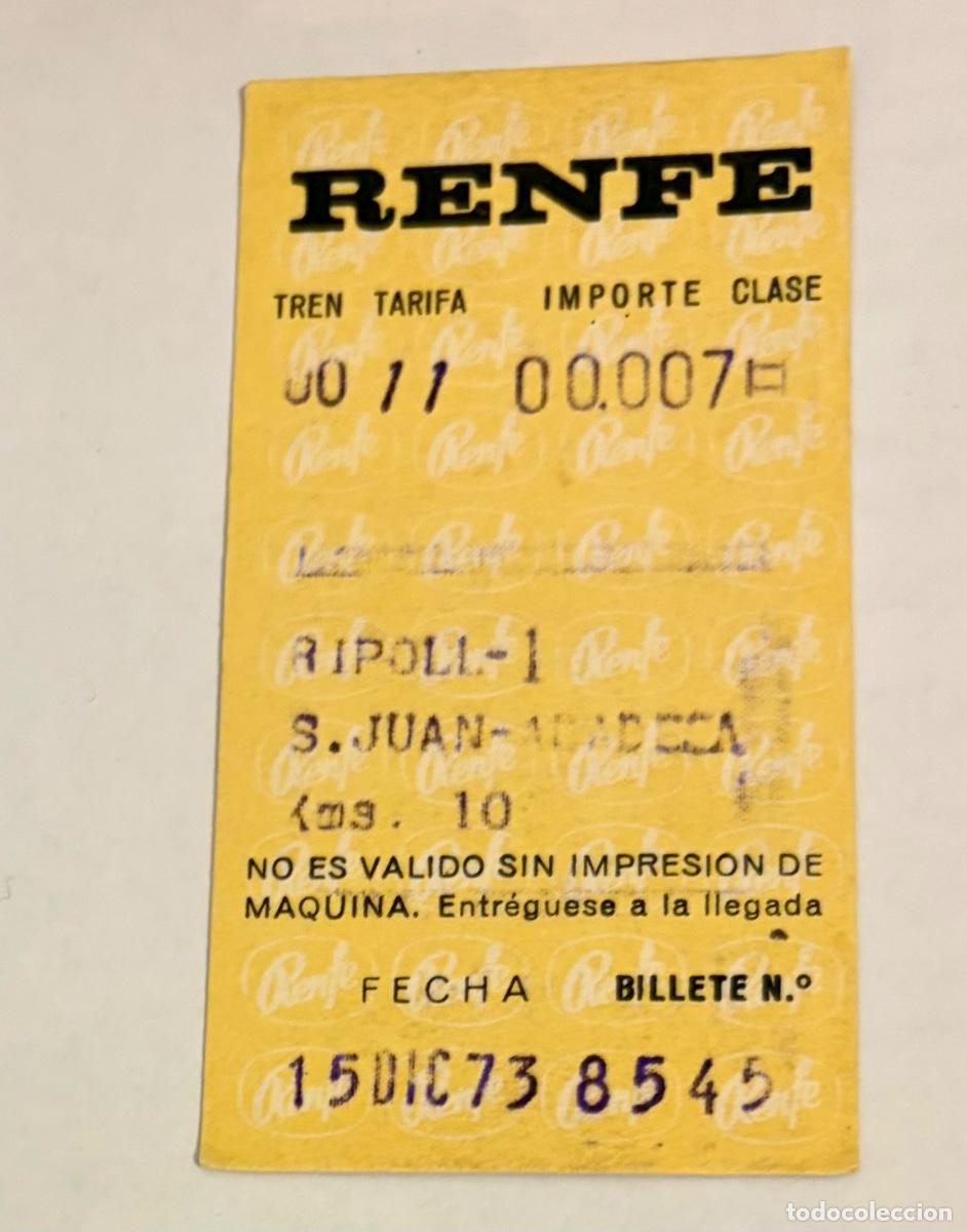 Coleccionismo billetes de transporte: ANTIGUO BILLETE TREN FERROCARRIL RENFE RIPOLL a SANT JOAN ABADESSES