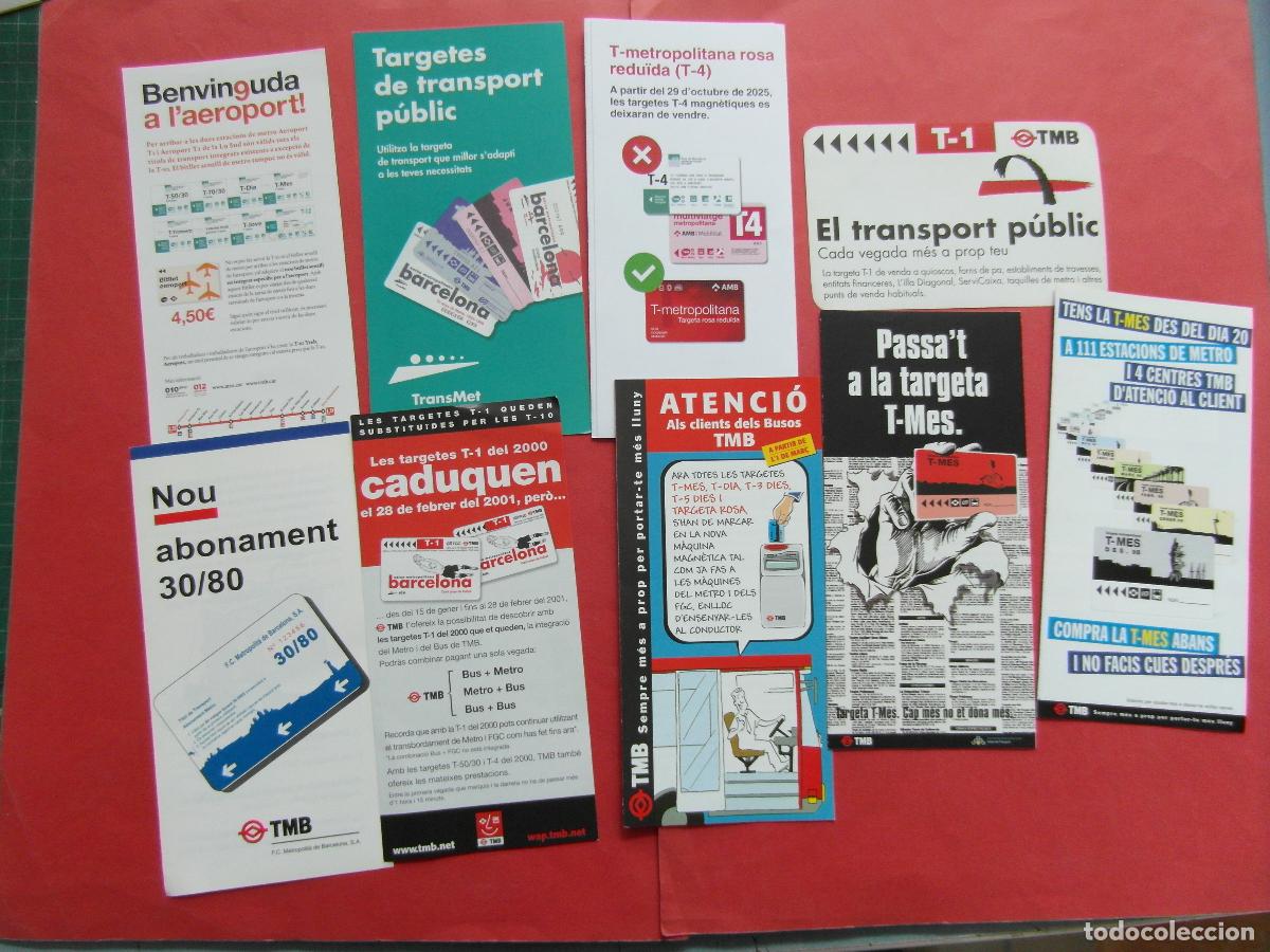 Coleccionismo billetes de transporte: REF: BCN100 - COL. BARCELONA LOTE 9 FOLLETO TRANPORTES TARIFAS Y TARJETAS MES 30/80 ROSA ETC.-LEEINT