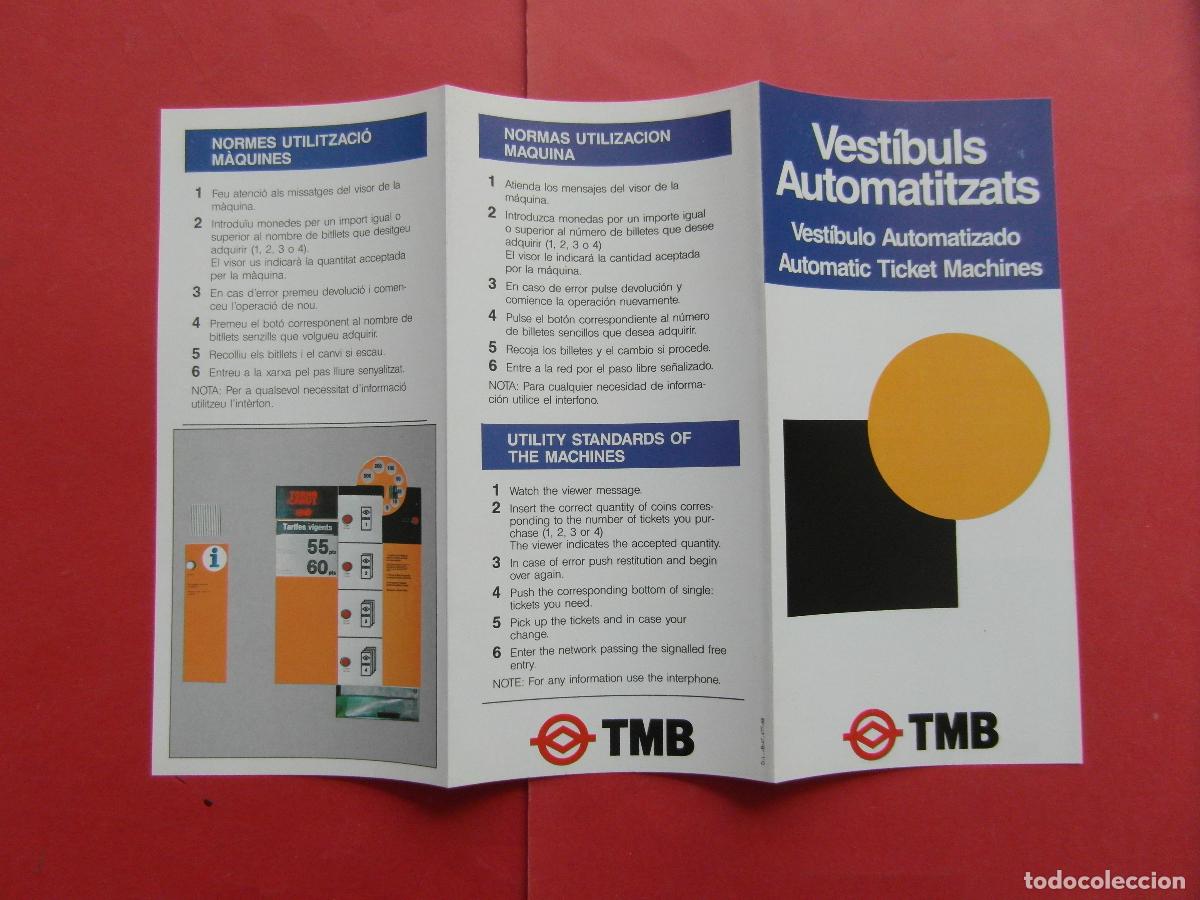 Coleccionismo billetes de transporte: REF: BCN100 - COL. BARCELONA FOLLETO TRANSPORTES METRO NUEVAS MAQUINAS VESTIBULOS -LEEINT