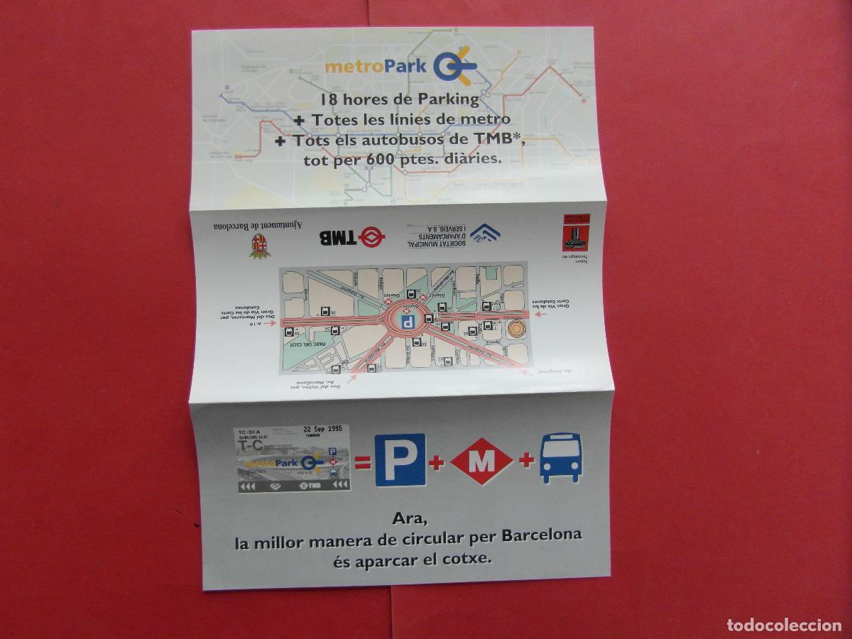 Coleccionismo billetes de transporte: REF: BCN100 - COL. BARCELONA FOLLETO TRANSPORTES TC-DIA TARJETA + PARKING METRO AUTOBUS METROPARK LE