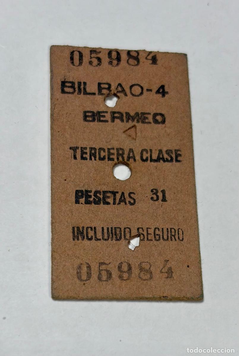 Coleccionismo billetes de transporte: Antiguo Billete tipo Edmonson Ferrocarril Tren BILBAO BERMEO