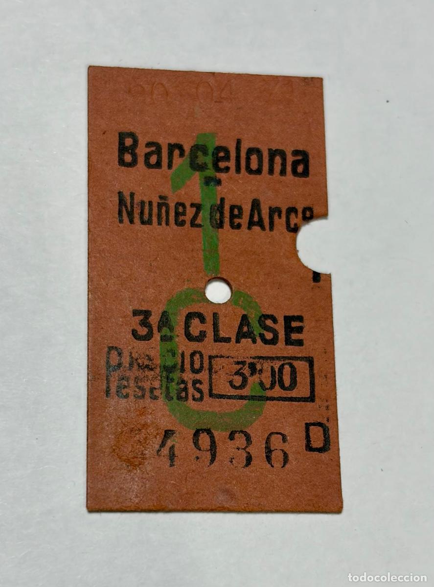 Coleccionismo billetes de transporte: Antiguo Billete tipo Edmonson Ferrocarril de Catalu&ntilde;a - Barcelona N&uacute;&ntilde;ez de Arce