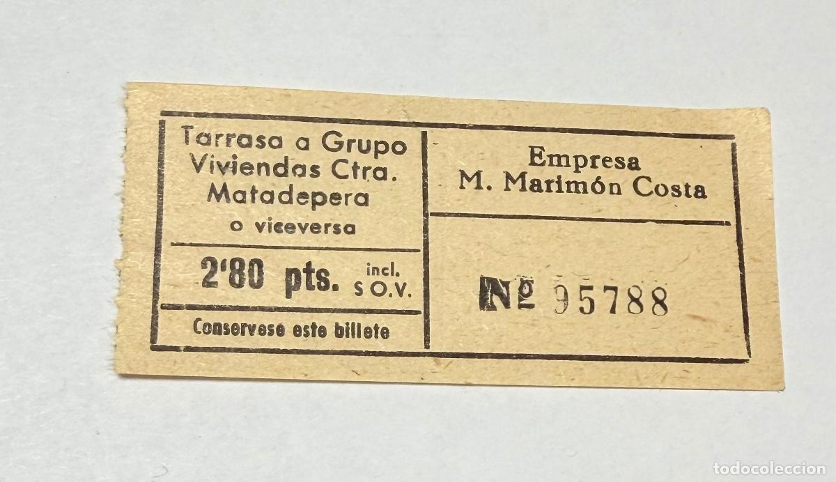 Coleccionismo billetes de transporte: ANTIGUO BILLETE AUTOB&Uacute;S EMPRESA M. MARIMON COSTA- TARRASA a MATADEPERA