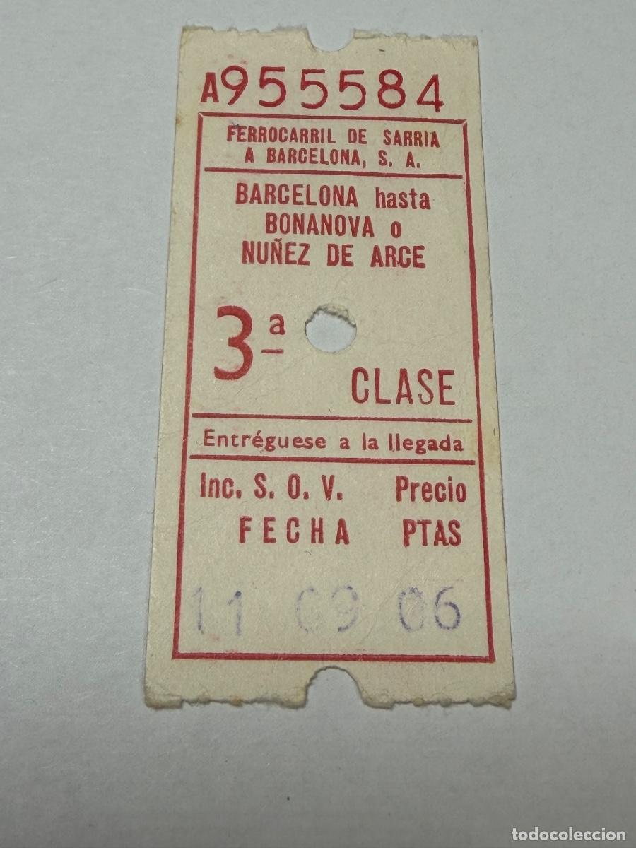 Coleccionismo billetes de transporte: ANTIGUO BILLETE DE FERROCARRIL DE SARRIA A BARCELONA S.A.