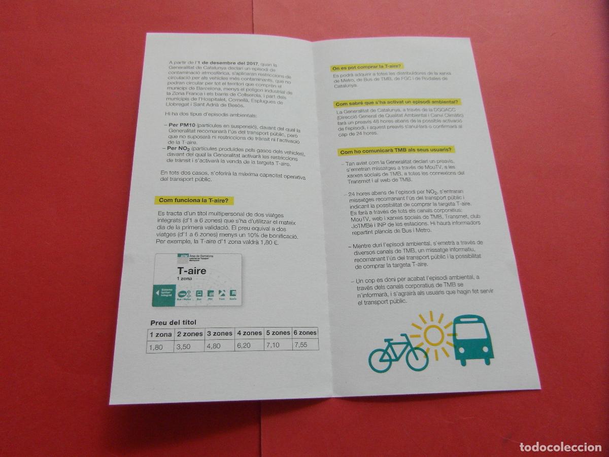 Coleccionismo billetes de transporte: REF: BCN100 - COL. BARCELONA FOLLETO NUEVA TARJETA T-AIRE -LEEINT