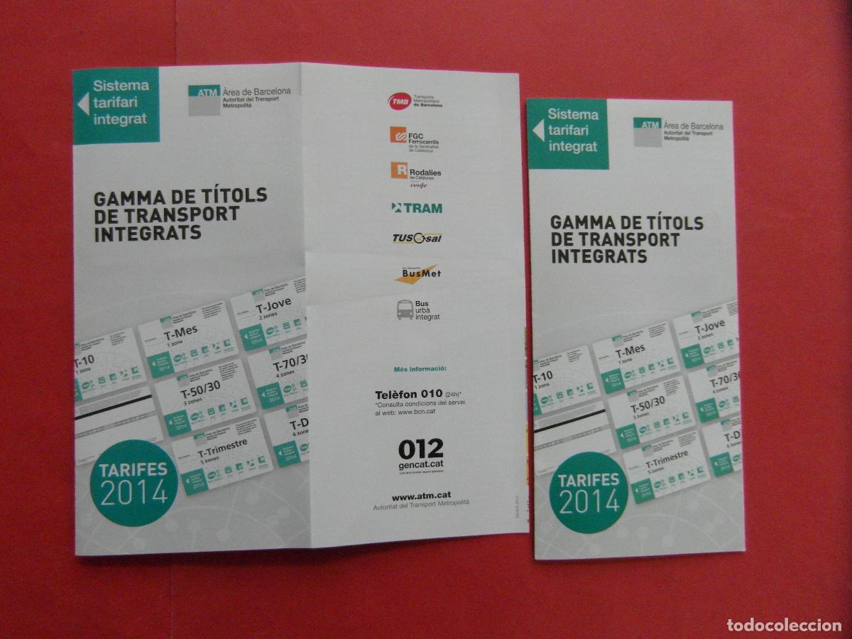 Coleccionismo billetes de transporte: REF: BCN100 - COL. BARCELONA FOLLETO ATM TARIFAS 2014 CON ERROR T-50/30 Y SIN ERROR - LEEINT