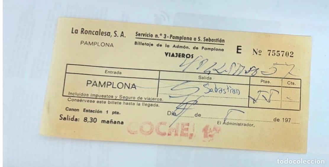 Coleccionismo billetes de transporte: Antiguo billete de transporte. La Roncalesa SA - Pamplona a San Sebastian