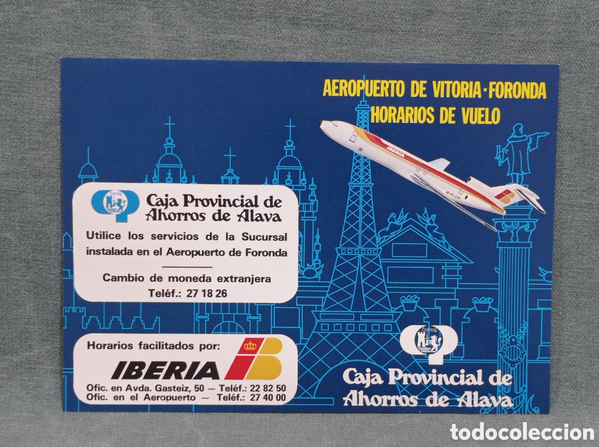 Coleccionismo billetes de transporte: HORARIOS DE VUELO AEROPUERTO DE VITORIA - 1980