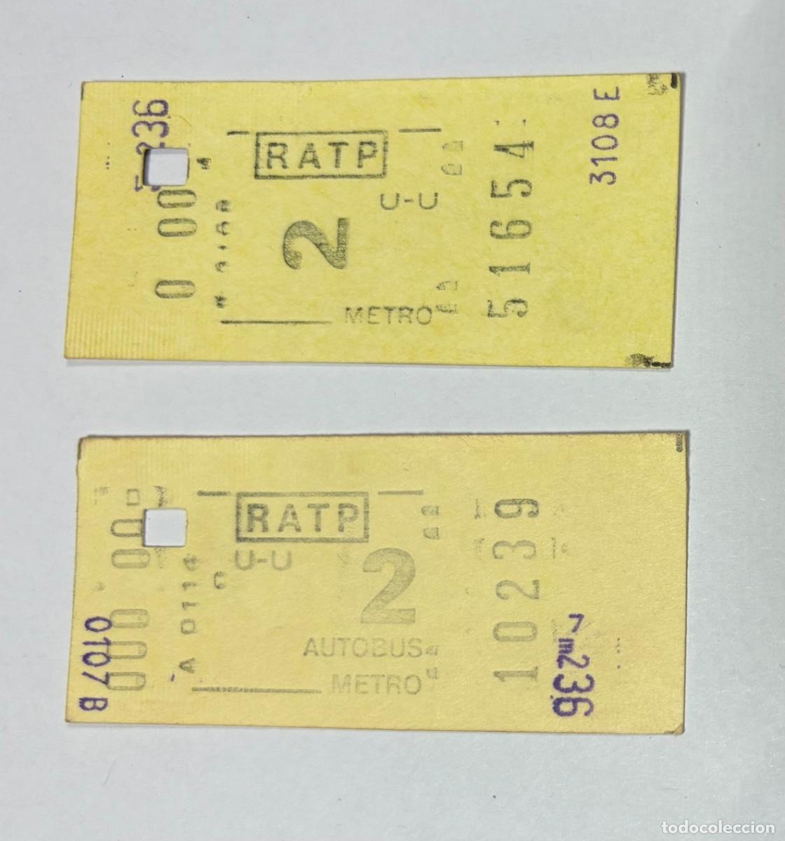 Coleccionismo billetes de transporte: LOTE 2 ANTIGUO BILLETE RATP METRO AUTOB&Uacute;S PARIS