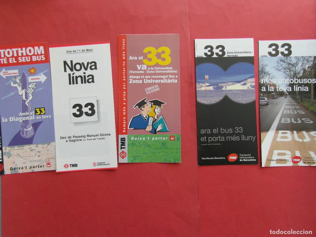 Coleccionismo billetes de transporte: REF: BCN100 - COL. BARCELONA AUTOBUSES - 5 TRIPTICOS LINEA 33 PLANO PARADAS HORARIO - LEEINT