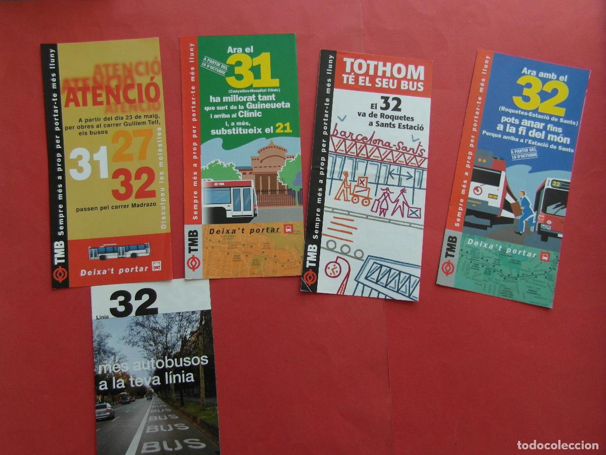 Coleccionismo billetes de transporte: REF: BCN100 - COL. BARCELONA AUTOBUSES 5 TRIPTICO LINEA 21 27 32 31 32 PLANO PARADAS HORARIO LEEINT