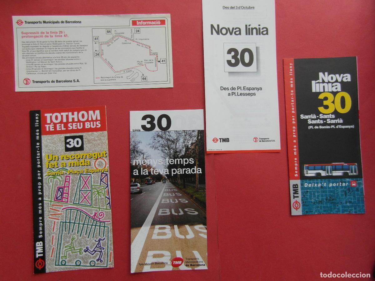 Coleccionismo billetes de transporte: REF: BCN100 - COL. BARCELONA AUTOBUSES 5 TRIPTICO LINEA 29 41 30 PLANO PARADAS HORARIO LEEINT