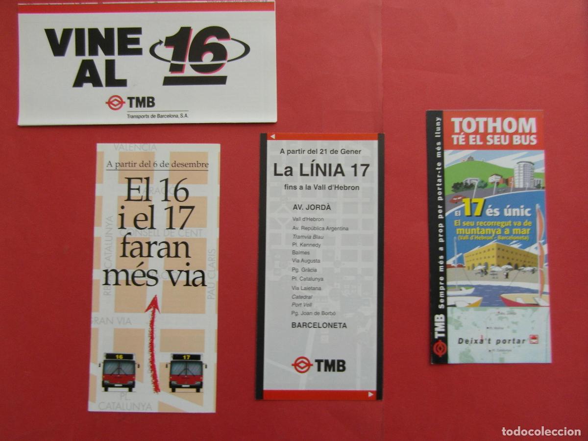 Coleccionismo billetes de transporte: REF: BCN100 - COL. BARCELONA AUTOBUSES 4 TRIPTICO LINEA 16 17 PLANO PARADAS HORARIO LEEINT