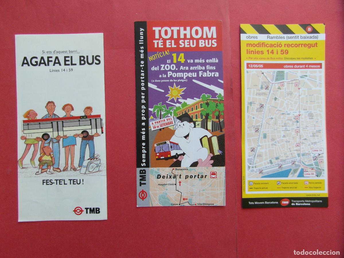 Coleccionismo billetes de transporte: REF: BCN100 - COL. BARCELONA AUTOBUSES 3 TRIPTICO LINEA 14 59 PLANO PARADAS HORARIO LEEINT