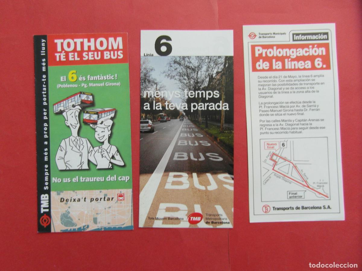 Coleccionismo billetes de transporte: REF: BCN100 - COL. BARCELONA AUTOBUSES 3 TRIPTICO LINEA 6 PLANO PARADAS HORARIO LEEINT