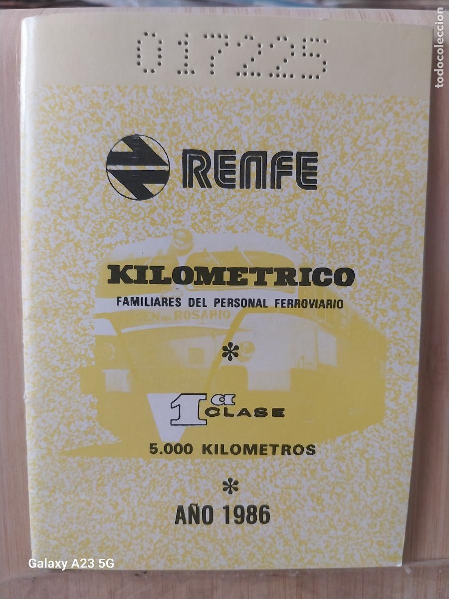 Coleccionismo billetes de transporte: RENFE KILOMETRICO A&Ntilde;O 1986 1&ordf;CLASE 017225 MBE 12.5X9CMS TREN FERROCARRIL 5000KM