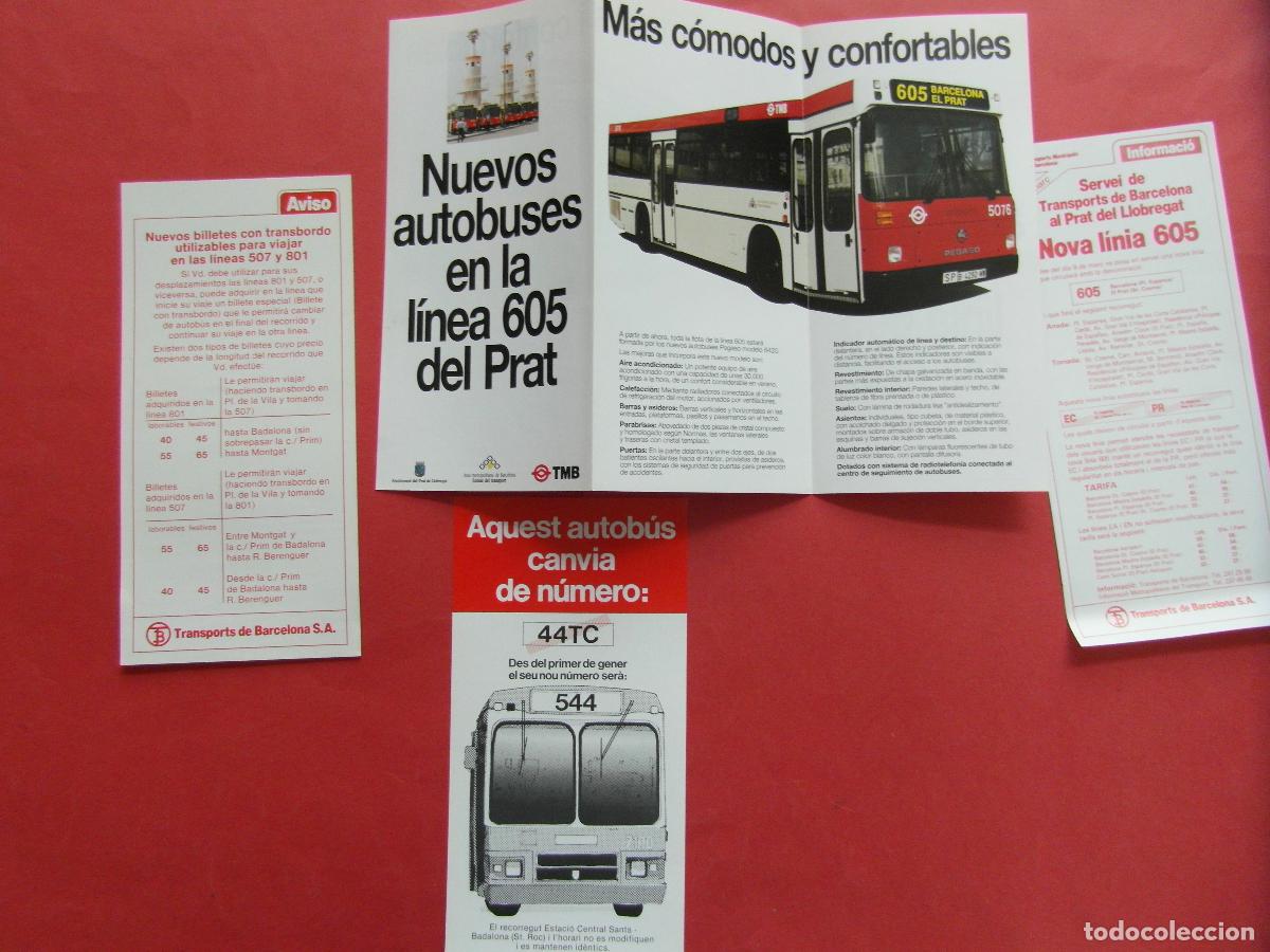 Coleccionismo billetes de transporte: REF: BCN100 BARCELONA AUTOBUSES 4 TRIPTICO 507 801 44TC 544 605 PRAT PLANO PARADAS HORARIO LEE